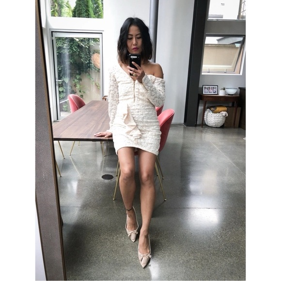 Nwt Self-Portrait Sequin Ruffle Mini Dress Ivory - Picture 15 of 15